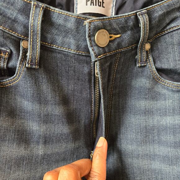 PAIGE High Rise Bell Canyon Women's Size 26 Flare Denim Jeans Blue Stretch Blend - Picture 3 of 11